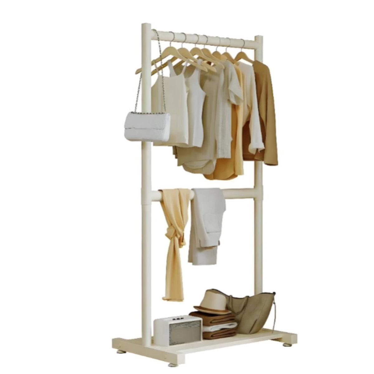 Short Garment Rack with Storage areaSaving Clothing Organizer Complimentarystanding Minimalist Design for Homeowners, Entryway