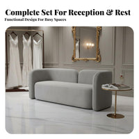 CumulusShaped Sofa and Chair Set Creamy Stylistic Reception Furniture Curved Design Seating Group for Patients, Guests, Bridal Shop, Lounge Area, Salon