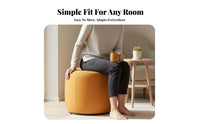 Textile Pouf with Handle Mobile Upholstered Bench Sturdy Construction Minimalist Design for Adults, Living Room, Bedroom