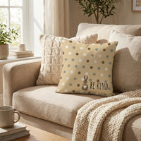 Easter Decorative Cushion Cover Cute Cartoon Design Easter Bunny Pillowcase Coffee Color Scheme Bunny Motif Pillow Cover for Living Room, Sofa, Office