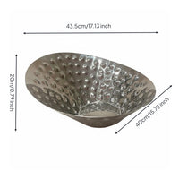 Slanted Mouth Serving Bowl Rustproof Hammered Steel Bowl for Buffet, Restaurant