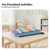 Includes Mallets Rectangular Base Music Instrument Clear Bright Sound 13-Tone Aluminum Bar Instrument Metal Xylophone