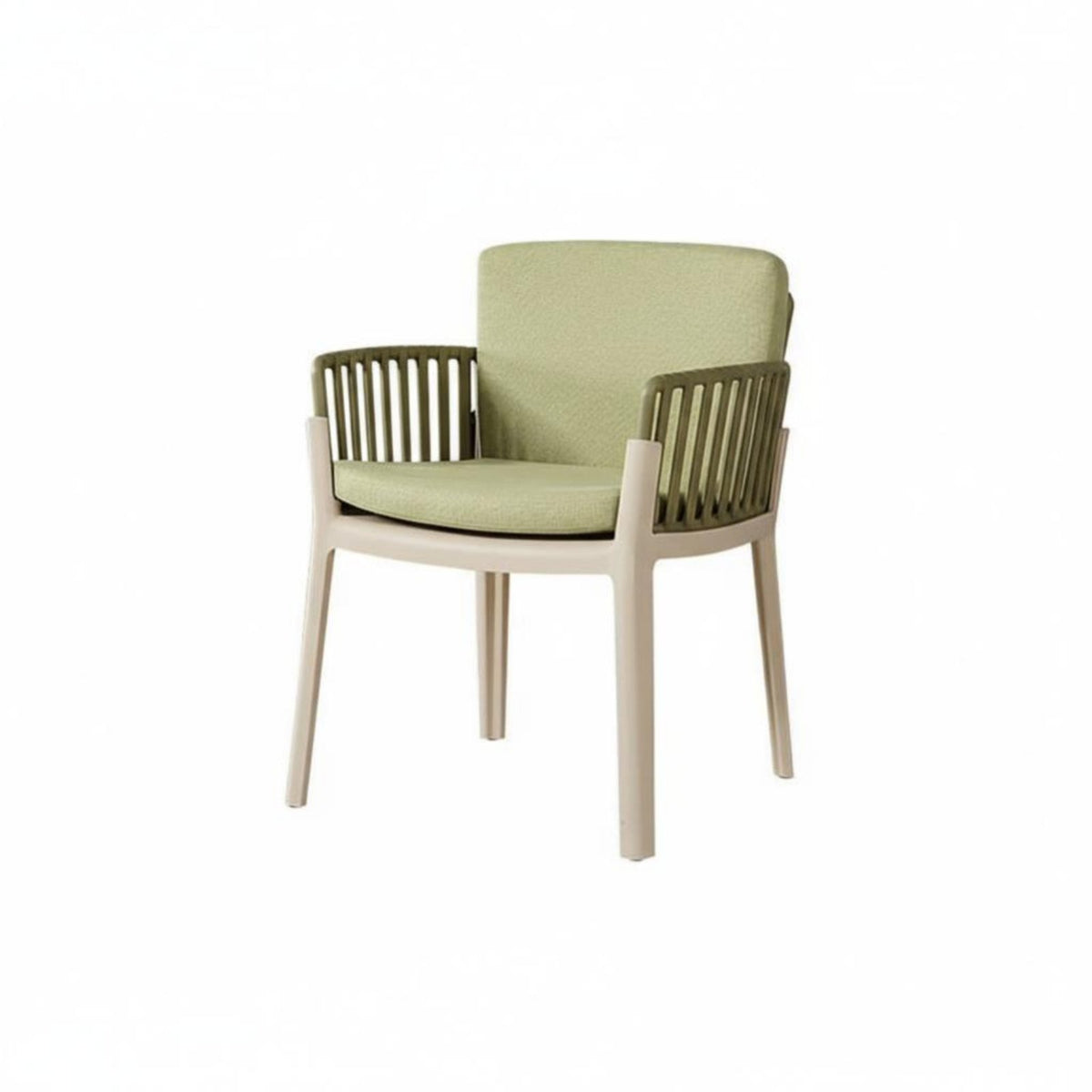 Upholstered Slat-Rear Armchair Nordic Design Dining Chair Modern Design Easy Assembly for Readers, Balcony, Bedroom, Small Areas