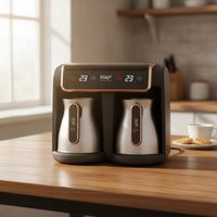 Compact Double-chamberPot Coffee Maker Countertop Coffee Machine with Two Pots Space-Saving Appliance Fast Brew for Couples