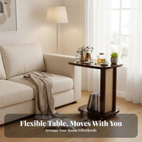 C-Shaped Rolling Side Table On Wheels Rolling C-Shaped Table Space-Saving