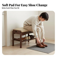 2-Tier Entryway Stool Space-Saving Shoe Rack Minimalist Design for Cloakroom