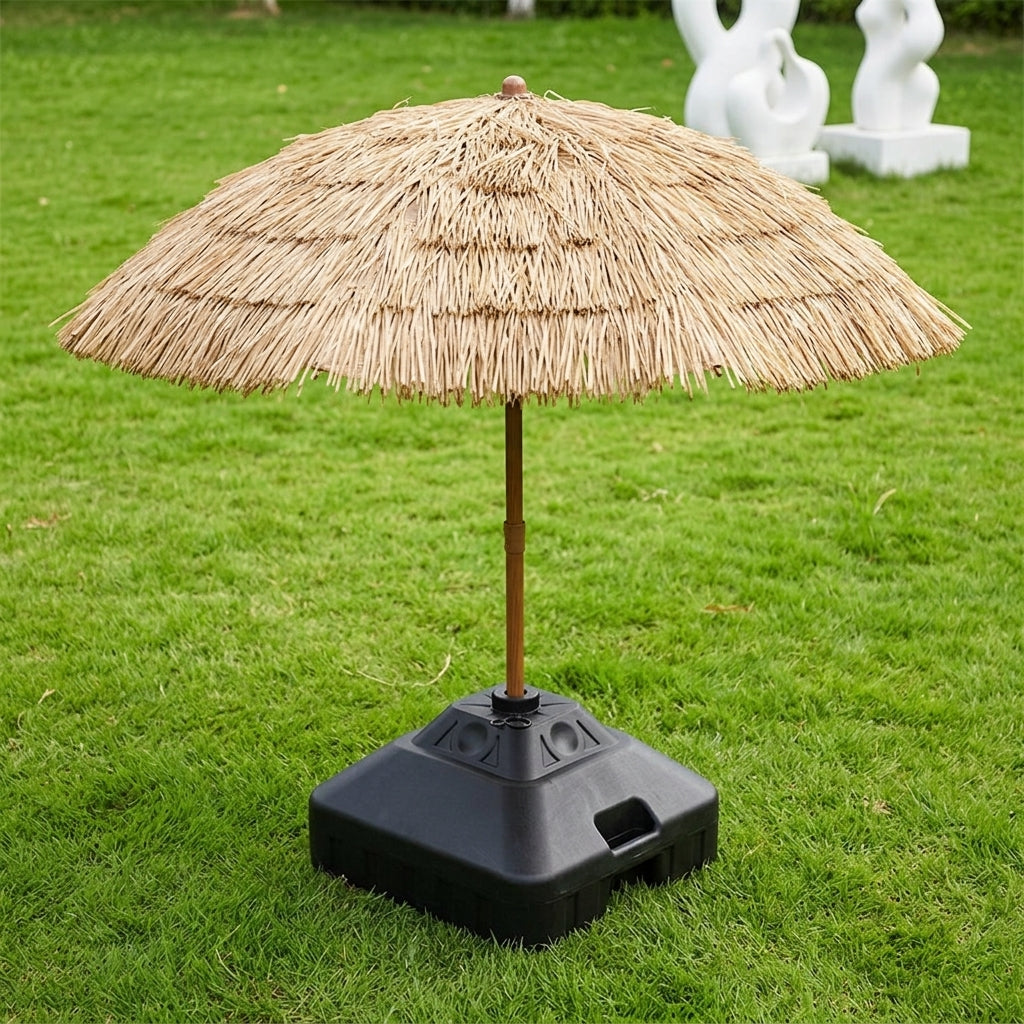 Artificial Thatch Parasol, 2.1m, Beach Parasol, Wind-Resistant, UPF50+, Steel, Resort Style