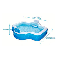 Inflatable Pool with Seats Built-in Bench Inflate Pool with Seat for Outdoor
