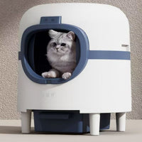 Pull-out Automatic Litter Box Low-Entry Enclosed Litter Box Large Pet Furniture for Cats, Multi-Cat Households, Living Room, Apartment