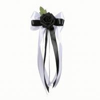 1 Piece Suction-cup Artificial Rose Car Ornament Ribbon Bow Decoration Hanging Floral Accessory Elegant Satin Suitable for Wedding Procession Car Mirror Car Door Handle