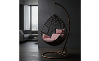 Woven Hanging Basket Chair with Stand Comfortable Egg Chair with Stand Weather-Resistant Swing Seat Stable for Balcony