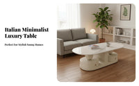 2 Pieces Modern design Oval and Round Nesting Tables Minimalist visual appeal Coffee Table Space-Saving Home Furniture Flexible Arrangement for Apartment Dwellers, property owners, Interior Decorators, Living Room, Small areas, Lounge Area