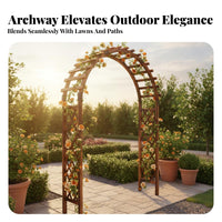 Wooden Garden Arch Outdoor Trellis Arbor Rose Support Solid Wood Weather Resistant Structure Metal Reinforced Suitable for Homeowners Event Planners Pathway Entrance Courtyard Patio
