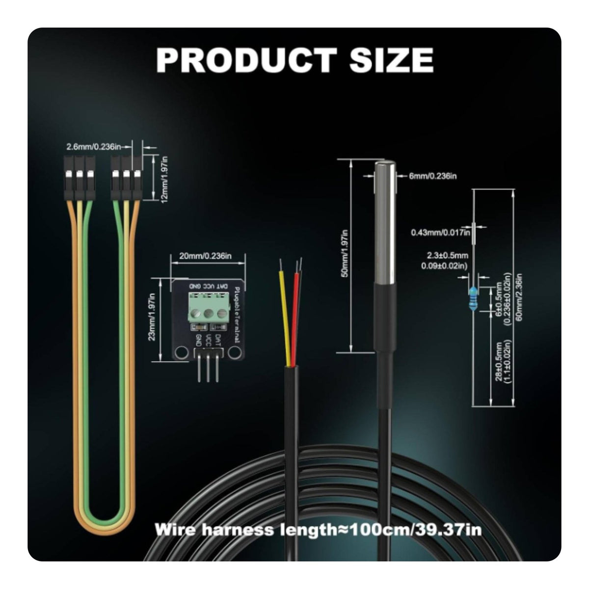 2 Pieces Waterproof Gauge Transducer with Adapter Boards for Water Reservoir