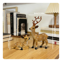 2 Pieces Resin Deer Figurine Lifelike Details Fawn Ornament Set Realistic Design