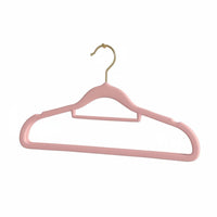 Flocked Hanger Contoured Shoulders Wardrobe Organizer Wide Support Frame