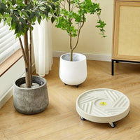 Plant Trolley with Drainage Tray, Resin Flower Pot Stand and Pot Stand, Indoor Outdoor Garden Plant Stand, Floor Standing, 255mm Base Diameter