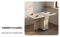 Multifunctional Foldable Dining Table Sturdy and Long-Lasting Folding Dining Table Easy to Clean Rounded Corners for Apartment Dwellers, Small Families, Students, Dorm Room, Home Office