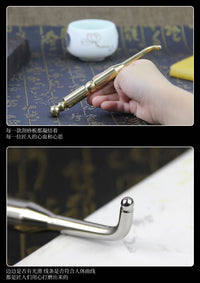 Pure Copper Curved Acupoint Probe Pen with Round Metal Ear Probe
