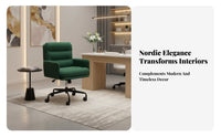 Upholstered Shell Chair with casters 360-Degree rotate Rolling Seat Elegant Design dense Foam for Nail Salon, Study Room