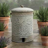 Cast Iron Trash Can Noiseless Lid Pedal Trash Can Removable Inner Bucket Household Storage for Garden