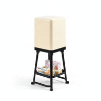 Square Kitchen Bin with Shelf Compact Elevated Trash Bin Multipurpose Wastebasket Enclosed for Apartment