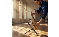 Folding Saxophone Stand Metal Construction Altos Sax Stand Lightweight Folding Saxophone Rack for Saxophonists, Artists, Travel, Stage