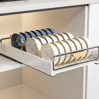 Cabinet Dish Rack, Stainless Steel Rack 42x30x9cm, Telescopic Movable Dish Rack with Drip Tray, Pull Out Drainer for Organised Kitchen
