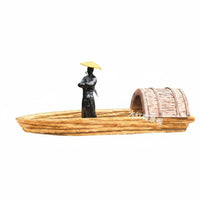 Aquatic Aquarium Landscape Boat Handmade Floating Boat Ornament for Garden