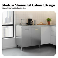 Stainless Steel Sink Cabinet Easy to Clean Freestanding Kitchen Sink Resistant Unified Kitchen Workstation for Landlords, Renters, Garage