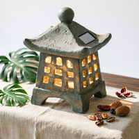 Solar Pagoda Lantern Waterproof Solar Garden Light Textured Resin-Like for Yard