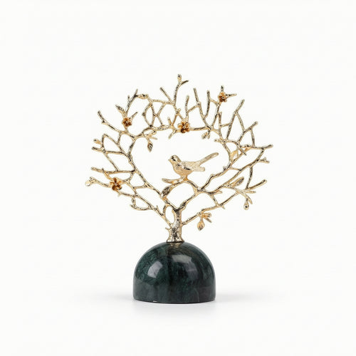 Coral Decor with Birds Gold Toned Coral Tabletop Ornament Nature Influenced Tabletop Ornament for Living Room, Entryway, Office