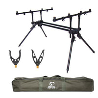 Aluminum Four-Head Fishing Rod Alarm Bracket with Ground Spike