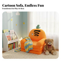 Cartoon Creature Shapes Convertible Flipexpandable Sofa Foldable Convertible Flipexpandable Lounger Soft and Comfy children's Furniture High-Density Foam Filling for Toddlers, Parents, Reading Corner, Playroom, Nursery, Daycare