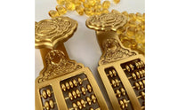 Abacus Plaque with Auspicious Scepter Motifs Gold-Tone Desktop Decor Compact