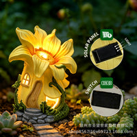 童话风蘑菇城堡树脂摆件桌面景观造景精灵屋家居装饰户外花园造景