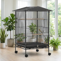 Extra Large Bird Cage with House Top, Large Parrot Cage in Low Carbon Steel Wire with Wheels, Indoor Outdoor Breeding Habitat with 3 Perches