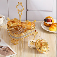 Condiment Jar Holder Ornate Lidded Jar Set Decorative Cutout for Serving