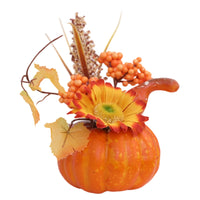 Pumpkin with Faux Leaves Harvest Fake Pumpkins Compact Decoration for Thanksgiving