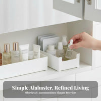 Multi-Compartment Space-Saving Modular Vanity Bin Rounded Corners for Bedroom