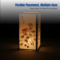 Chinese Calligraphy Lantern, Watercolor Landscape Hanging Light, Outdoor Decoration, Handheld, Random Design
