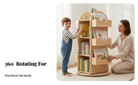 360 Degree Rotation Revolving Bookcase Space-Saving Revolving Book Shelf Quiet and Effortless Rotate children's Furniture Large Capacity for Children, Toddlers, Parents, Playroom, Nursery, Kindergarten, Classroom