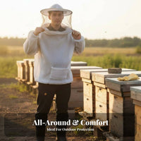 Half Torso Bee Suit Breathable Puncture-Resistant Resistant Bee Jacket Beekeeping Jacket Elastic Wristbands and Waist Ventilated