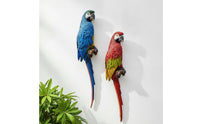 2 Pieces Parrot Decor with Perch Sculpted Artificial Parrot Lifelike for Garden