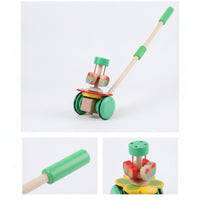 Freestanding Push Stroller Educational Wooden Stroller Sturdy Walking Toy Safe for Babies, Nursery
