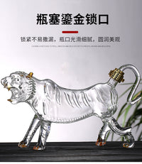 一斤老虎酒瓶泡酒器玻璃密封空酒瓶十二生肖动物透明瓶高硼硅玻璃