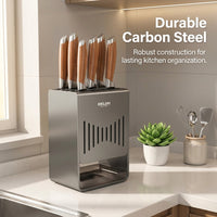 Carbon Steel Wall Mounted Kitchen Utensil Organizer with Towel Bar, Durable Storage Solution for Apartment and Dorm Room Organization
