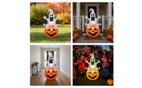 Lighted Ghost with Pumpkin Base Outdoor Ghost with Pumpkin Cute Halloween Inflatable Inflate for Homeowners, Families, Lawn, Porch, Trick-or-Treat