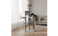 Self-Grooming Arch Feline Structure with Scratching Posts Multi-Level Feline Tree Pet Furniture for Cats, Kittens, Indoor