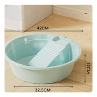 Wash Basin with Washboard Large Capacity Plastic Laundry Tub Gentle on Clothes